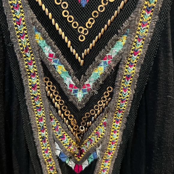 FREE PEOPLE VINTAGE embroidered and beaded top size L - Picture 4 of 10